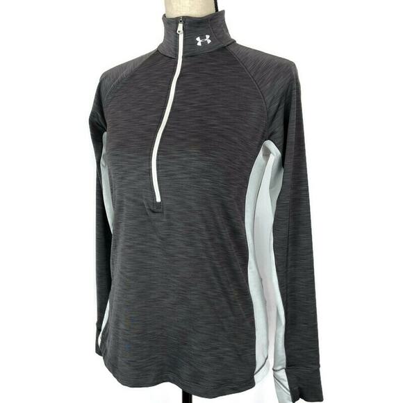 Under Armour Coldgear Pullover Top 1/2 Zip Long Sleeve Womens Sz Med Thumbholes - Picture 4 of 10
